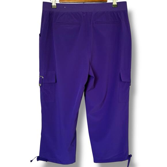 Chico's Zenergy Pants NWT Size 1 (M) Neema Purple Jasper Cargo Crop Pockets - Picture 3 of 8